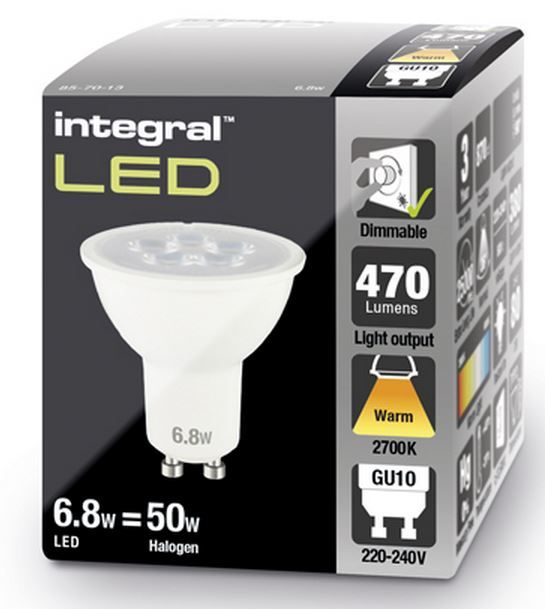 Integral LED 3.6W GU10 Dimmable Spotlights Warm White 2700k