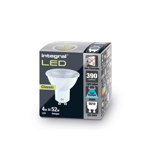 Integral LED 4W GU10 Non-Dimmable Day Spotlight Cool White 6500k 