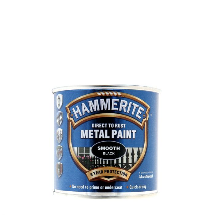Hammerite Smooth Black Metal Paint 250ml