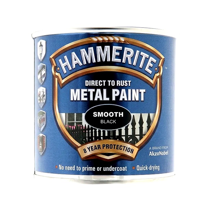 Hammerite Smooth Black Metal Paint 250ml