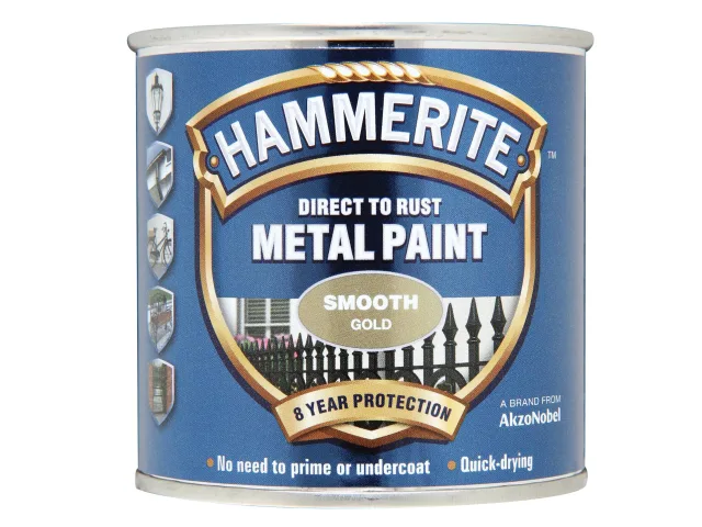 Hammerite Metal Paint Smooth Gold 250ml