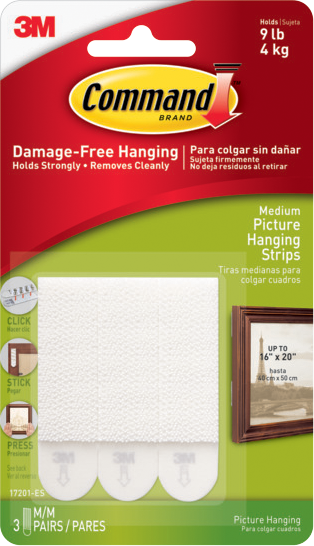 3M Command Medium Picture Hanging Adhesive Strips 2.7 kg