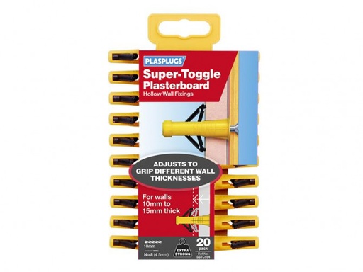 Plasplugs Super-Toggle Plasterboard Wall Fixing 20 Pack