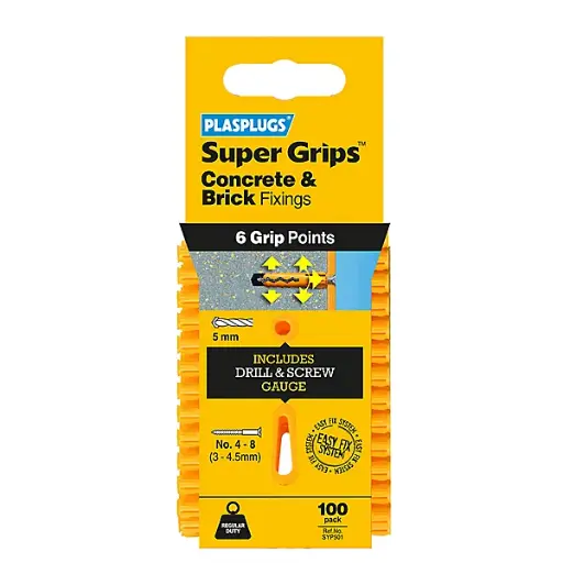 Plasplugs Super Grips Concrete & Brick Fixing 100 Pack