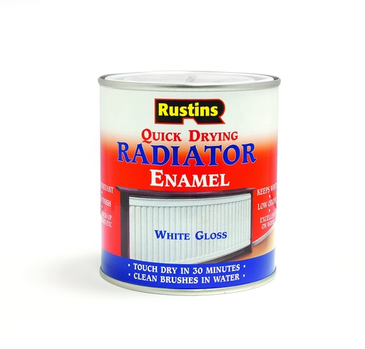 Rustins Quick Drying Radiator Enamel White Gloss 500ml
