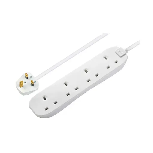 Masterplug Extension Lead 4-Gang 13A White 2m