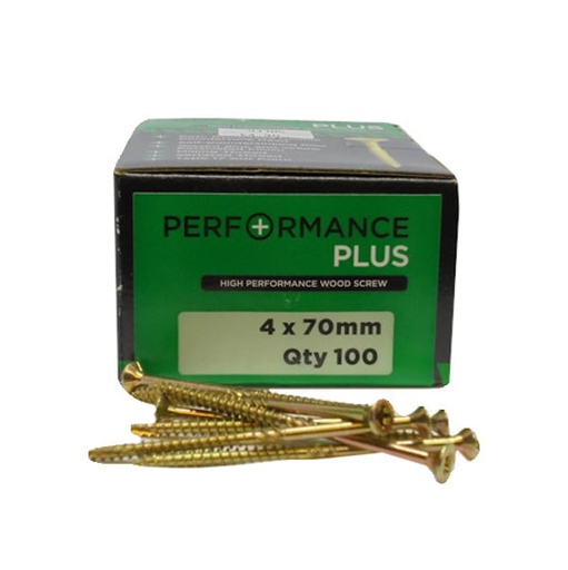 Performance Plus 4 x 70mm Wood Screws Qty 100