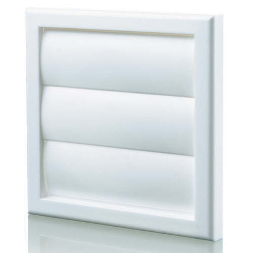 100mm White Wall Vent Cover - External Shutter 4"