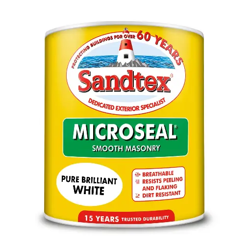 Sandtex Exterior Smooth Masonry Paint Pure Brilliant White 1L 