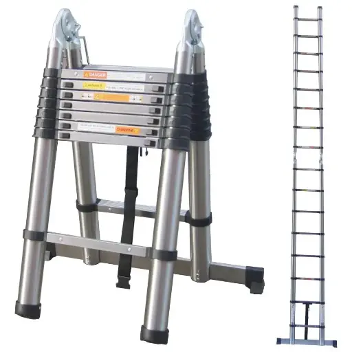 2.5m Folding Telescopic Ladder  Stainless Steel 