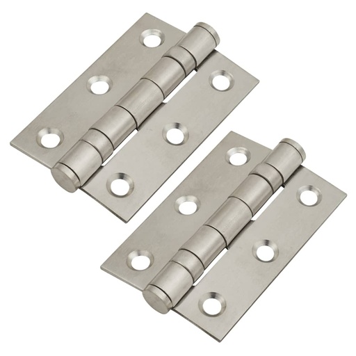 Twin Ball Bearing Door Hinge 75 x 50 x 2mm Satin Stainless Steel Pair 