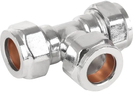 15mm Compression Tee Chrome Plated