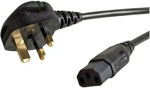 Black 1m Kettle Lead Mains Power Cable UK Plug 13A