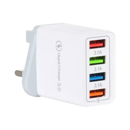 4 Port Quick USB-A Charging UK Plug 
