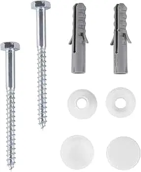 W.C. Straight Toilet Pan Complete Fixing Kit  With White Caps