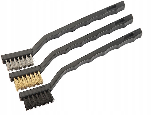 3pc Wire Brush Nylon, Brass & Stainless Steel Brush Set