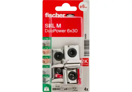 Fischer Plastic & Steel Mirror Screw (D)6mm x (L)30mm Pack of 4