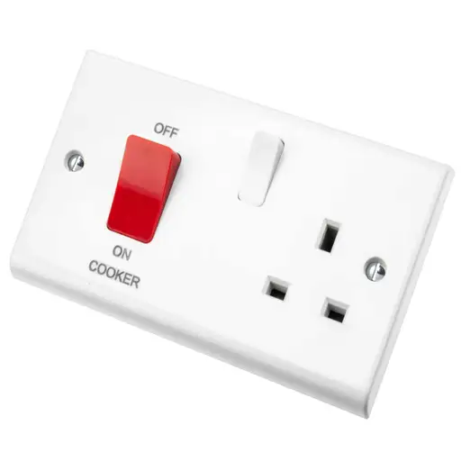Deta 45A DP Cooker Control Unit with Red Rocker White 