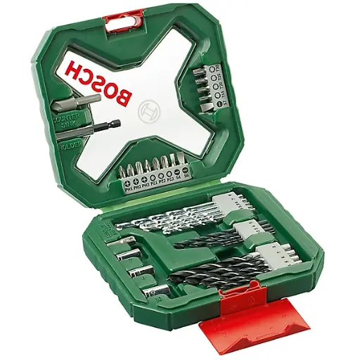 Bosch 34-Piece Masonry Drill, Metal Wood Drill Bit Set 
