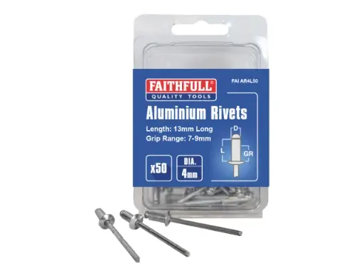 Aluminium Rivets 4 x 13mm Long 50 Pack