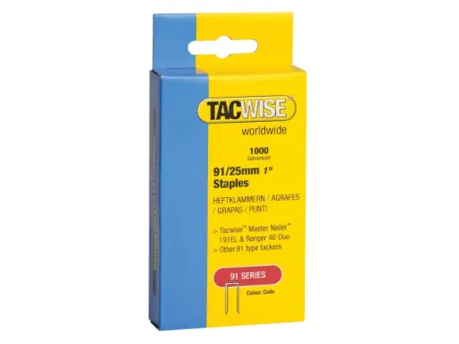 Tacwise Narrow Crown Staples 25mm Pack of 1000