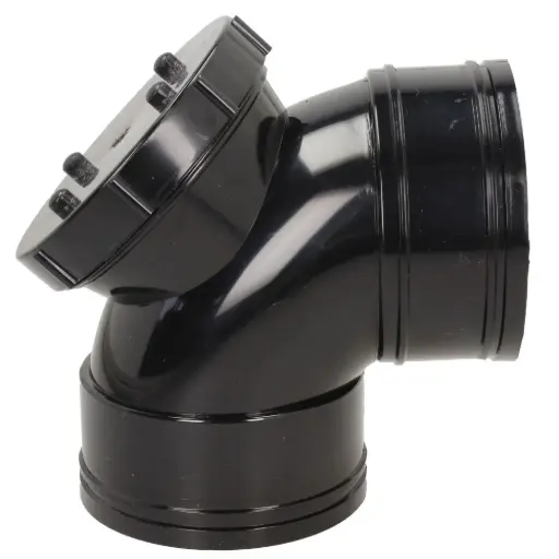 110mm Solvent Black Soil 92° Double Socket with Access 