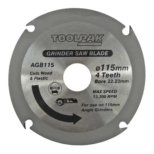 Wood & Plastic 115mm x 22.23mm Angle Grinder Saw Disc 