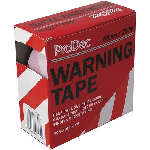 Prodec Red/White Warning Tape 60mm x 200m 