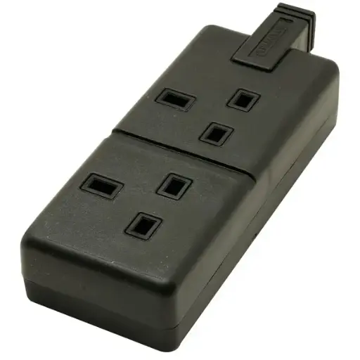 2 Gang Extension Socket Black 