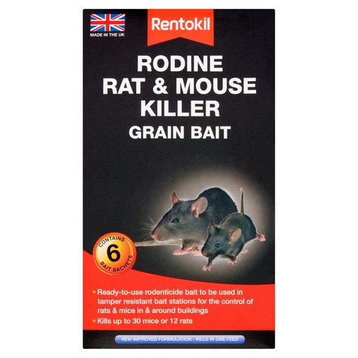 Rentokil Rodine Rat & Mouse Killer Grain Bait 4 Satchets