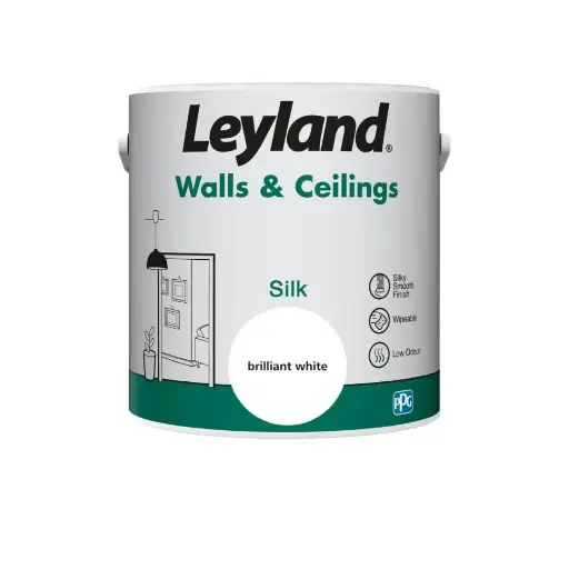 Leyland Walls & Ceilings Silk Brilliant White 2.5L
