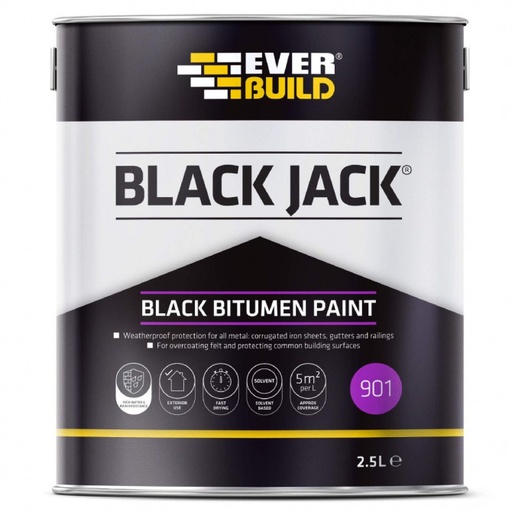 Everbuild 901 Black Jack Bitumen Paint 2.5L