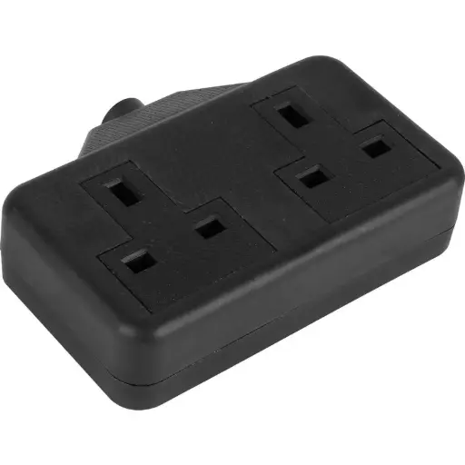 2 Gang Extension Socket Black