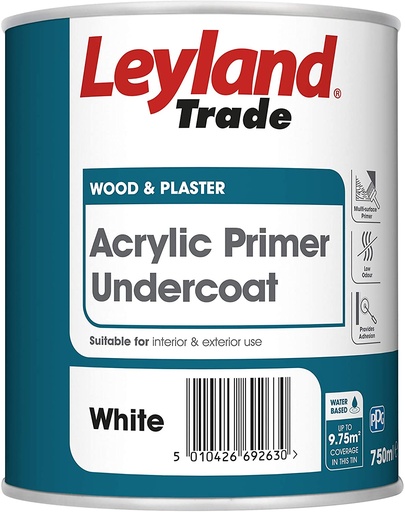 Leyland Trade Acrylic Primer Undercoat White 750ml