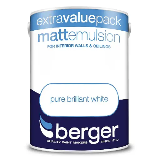 Berger Matt Emulsion Pure Brilliant White Interior Walls & Ceilings 3L