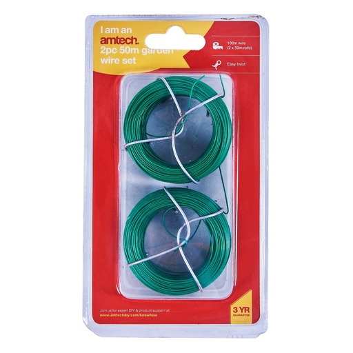 Amtech 2pc Garden Wire 0.8mm x 50m